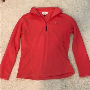 Vineyard Vines pink fleece quarter zip.